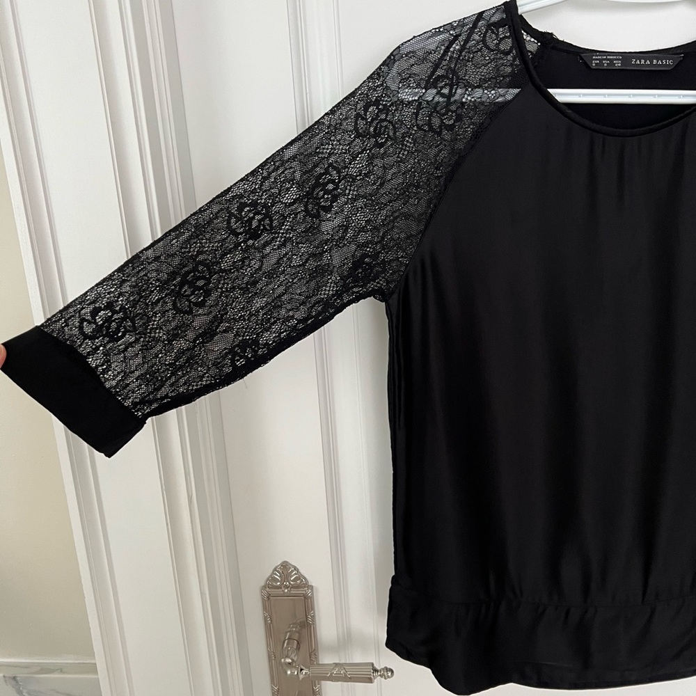 3 for $20 Zara black half lace sleeves top